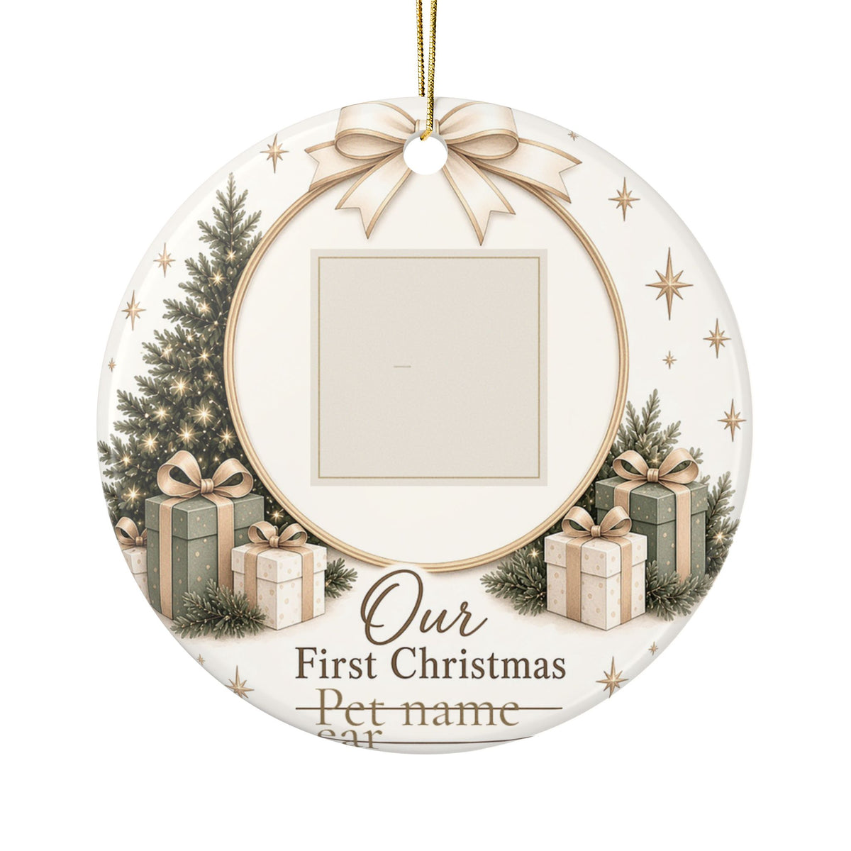 Personalized Pet First Christmas Ornament with Your Photo, Ceramic Keepsake